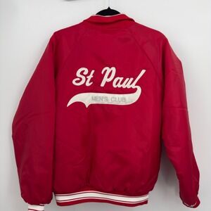 Hartwell USA Vintage Red Varsity Jacket *FLAW St Paul Men's Club Quilted M 38–40